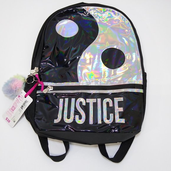 Justice Girls 17" Laptop Backpack with Pom Pom Dangle Backpack for Girls & Teens - Picture 1 of 4